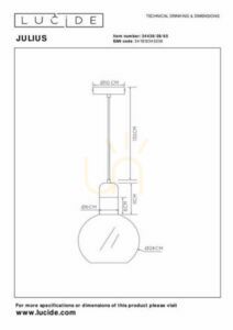 Lucide JULIUS taklampa i glas och metall, guld, E27, 28 cm, 34438/28/65 small 7