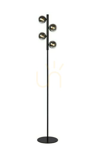 Kontrollera Lucide TYCHO svart golvlampa 4-ljus stål glas 45774/04/30