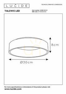Plafond Lucide TALOWE vit 30 cm LED 20W 3000K 46100/20/31 small 4
