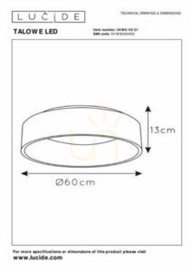 Plafond Lucide TALOWE vit LED 60 cm aluminium 42W 3000K 46100/42/31 small 4