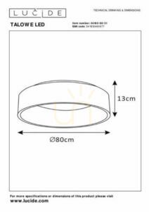 Lucide TALOWE LED-taklampa 80 cm vit 80 W 3000 K 4800 lm 46100/80/31 small 4