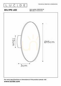 Lucide EKLYPS LED-vägglampa svart 15 cm 7W 3000K 46201/06/30 small 4