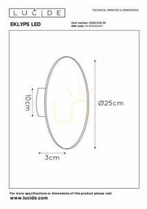 Lucide EKLYPS LED-vägglampa svart 25 cm 46201/08/30 small 4