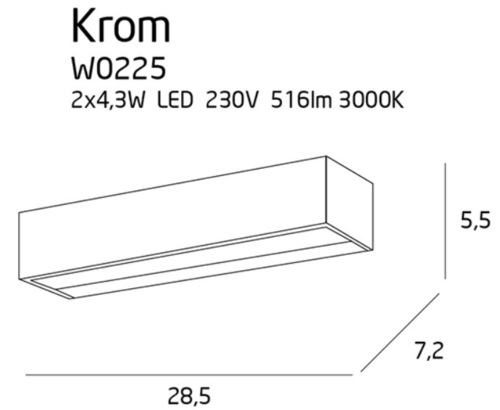 Kontrollera Vägglampa Max Light Krom W0225 LED 2-ljus krom metall glas