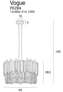 Pendant Light Max Light Vogue Gold 12-Light 60 cm P0284 small 3
