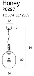 Pendant Light Max Light Honey P0297 Black Amber Glass 24 cm small 2