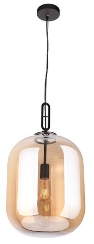 Kontrollera Pendant Light Max Light Honey P0299 Black Amber Glass 30 cm