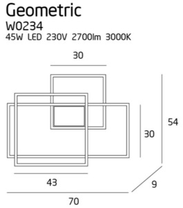 Vägglampa Max Light Geometric W0234 vit LED 3 ljuspunkter 70 cm small 2