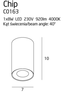 Plafond Max Light CHIP C0163 svart LED 8W 4000K Ø7 cm small 3