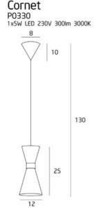 Pendant Light Max Light Cornet P0330 Black Gold LED 12 cm small 2