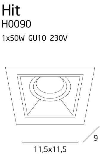 Display Infälld armatur Max Light HIT H0090 svart GU10 11,5x11,5 cm Infälld armatur Max Light HIT H0090 svart GU10 11,5x11,5 cm