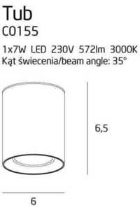 Maxlight TUB C0155 vit LED-taklampa, 7 W, 3000 K, Ø 6 cm small 4