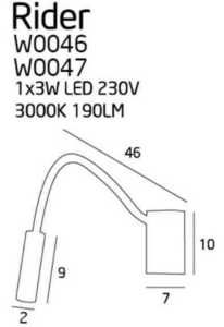 Vägglampa Max Light RIDER svart LED 46 cm W0046 small 1