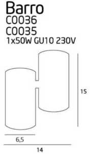 Plafond Max Light Barro C0035 svart 1xGU10 14 cm small 2