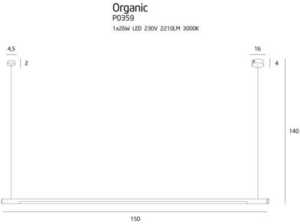 Pendant Light Max Light Organic Horizon P0359 Chrome LED 150 cm small 1