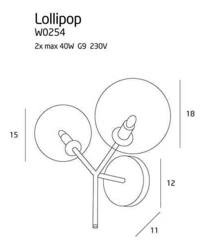 Kontrollera Vägglampa Max Light Lollipop W0254 mässing 2-ljus