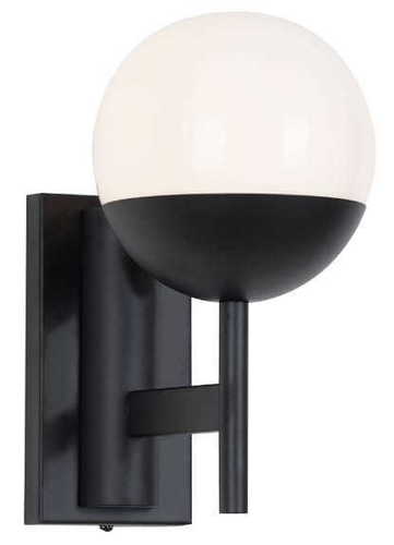 Kontrollera Vägglampa Max Light Dallas svart metall mjölkglas E14 W0255