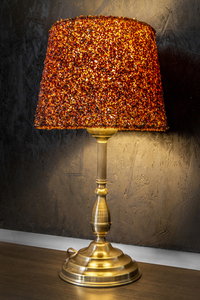 Bordslampa i naturlig bärnsten, Ambra mässing 60W E27 kabel med stickpropp small 4