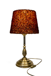 Bordslampa i naturlig bärnsten, Ambra mässing 60W E27 kabel med stickpropp small 0