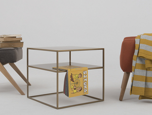 CustomForm TENSIO 2 FLOOR METAL 50 soffbord i guldfärg, 50 × 50 cm small 1