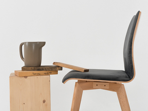 CustomForm ROEN stol – gråbeige RV96, naturlig bok small 1