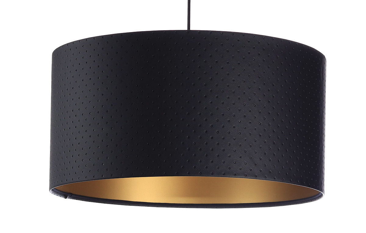 Utsikt Hängande lampa ovanför bordet Läder E27 60W quiltad svart guld Hängande lampa ovanför bordet Läder E27 60W quiltad svart guld