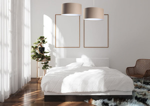 Hängande lampa ovan Leather E27 60W quiltning dots, beige, vit small 5
