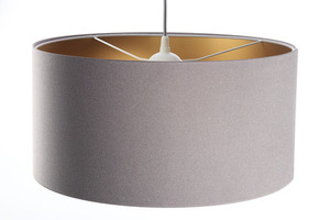 Pendellampa med skärm Läder grå, guld E27 60W small 3