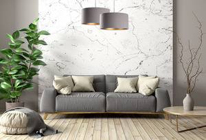 Pendellampa med skärm Läder grå, guld E27 60W small 5