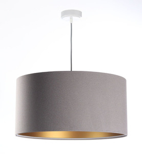 Pendellampa med skärm Läder grå, guld E27 60W small 0