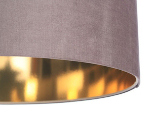 Läder rund ljuskrona 60W E27 mörk beige, guld, stoppad small 1