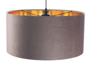 Läder rund ljuskrona 60W E27 mörk beige, guld, stoppad small 3