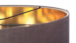 Läder rund ljuskrona 60W E27 mörk beige, guld, stoppad small 4