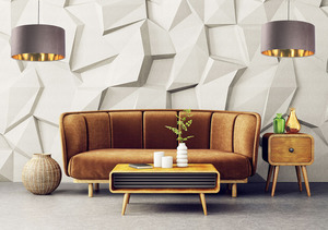 Läder rund ljuskrona 60W E27 mörk beige, guld, stoppad small 6