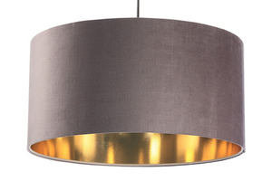 Läder rund ljuskrona 60W E27 mörk beige, guld, stoppad small 7