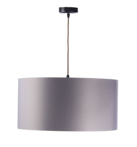 Ljuskrona i koppar, grå lampskärm i läder 60W E27 satin, rulle small 2