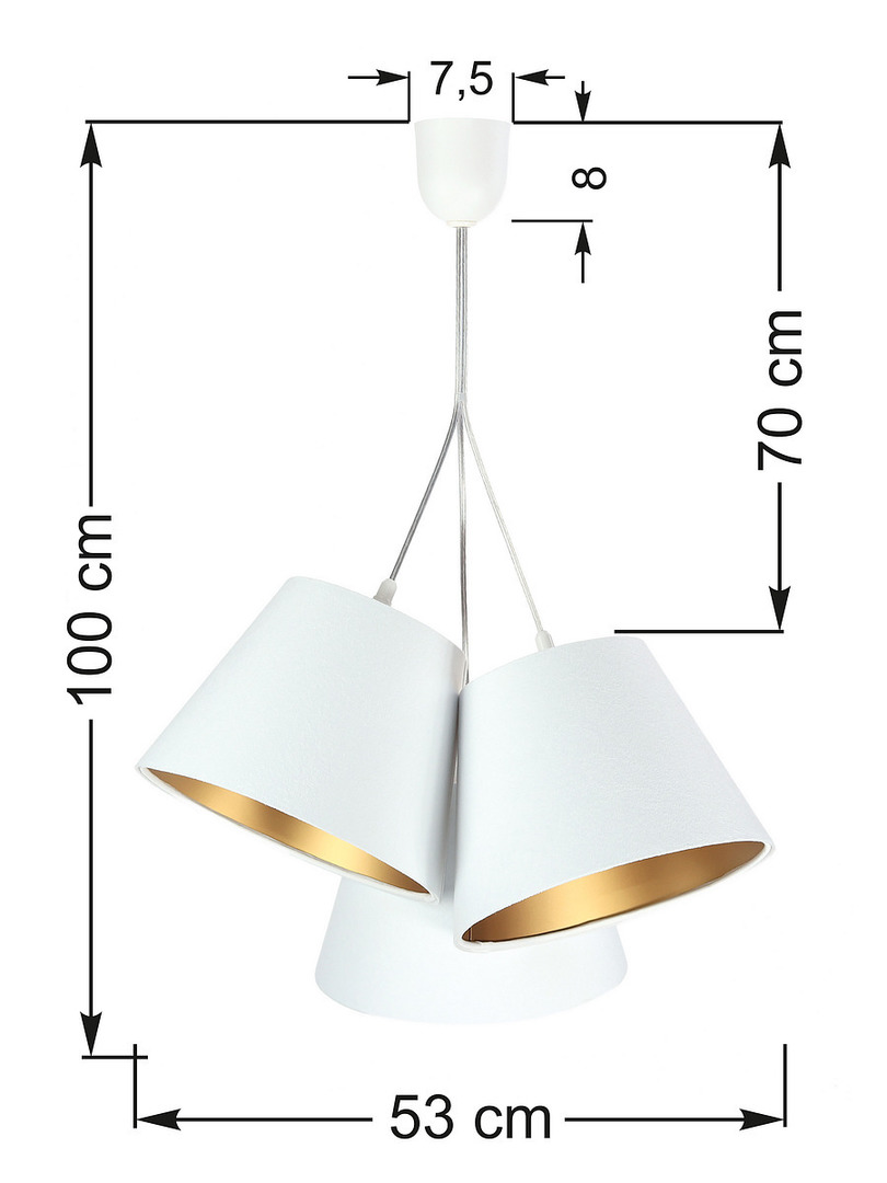 Utsikt Trippel taklampa BUCKET E27 60W vit / guld Trippel taklampa BUCKET E27 60W vit / guld