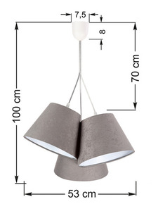 Trepunkts hängande lampa BUCKET E27 60W grå / vit, mocka small 6