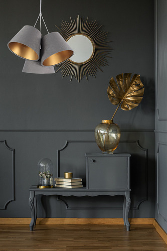 Kontrollera Trippel BUCKET E27 40W lampa grå/guld justerbar höjd