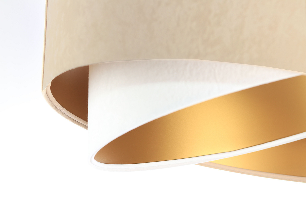 Kontrollera Asymmetrisk taklampa Elegance 60W E27 velour tyg, beige / vit / guld Asymmetrisk taklampa Elegance 60W E27 velour tyg, beige / vit / guld