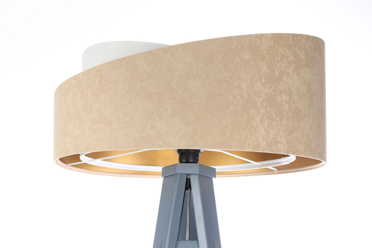 Visa Golvlampa Crown 60W E27 velour, beige / vit Golvlampa Crown 60W E27 velour, beige / vit