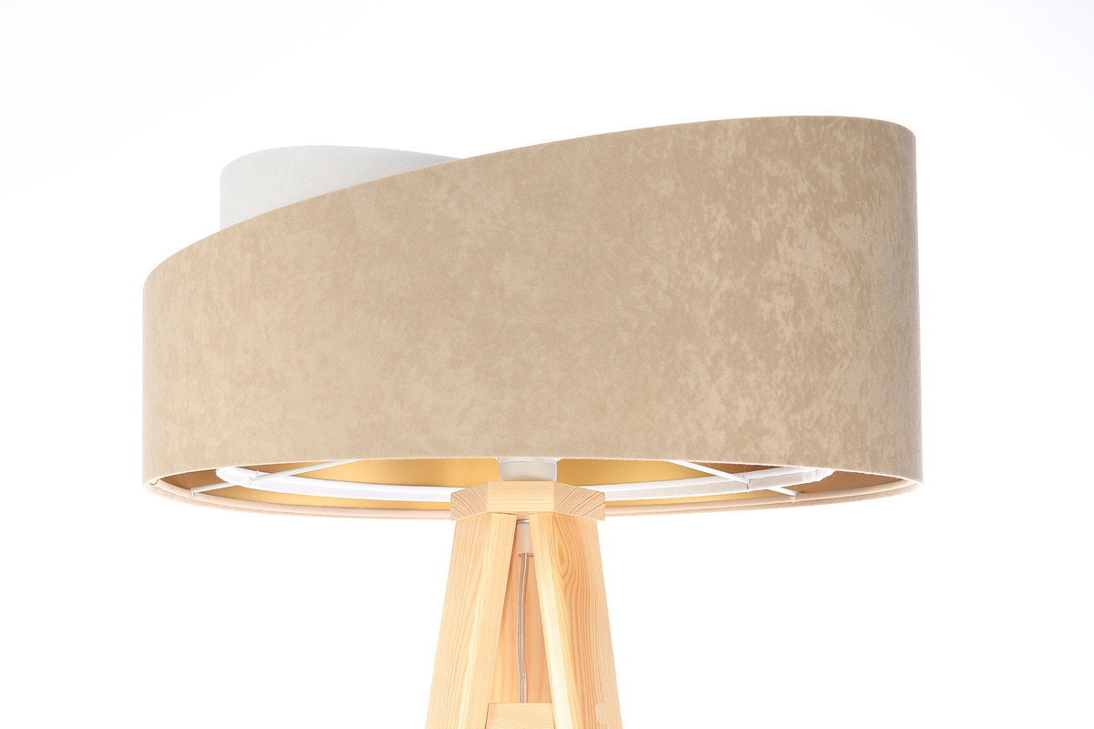 Kontrollera Golvlampa Crown 60W E27 velour, beige / vit Golvlampa Crown 60W E27 velour, beige / vit