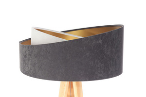 Lampa på krona 60W E27 stativ velour, grå / vit / guld small 1