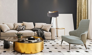 Lampa på krona 60W E27 stativ velour, grå / vit / guld small 10