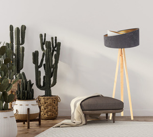Lampa på krona 60W E27 stativ velour, grå / vit / guld small 2