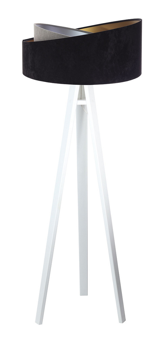 Kontrollera Golvlampa svart Crown 60W E27 velour, grå / guld / silver Golvlampa svart Crown 60W E27 velour, grå / guld / silver