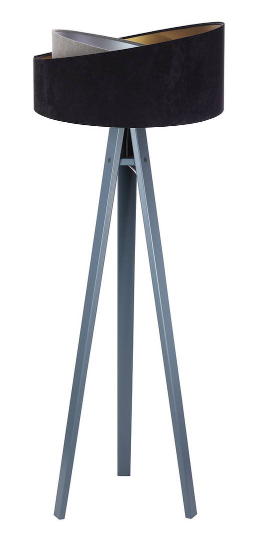 Utsikt Golvlampa svart Crown 60W E27 velour, grå / guld / silver Golvlampa svart Crown 60W E27 velour, grå / guld / silver