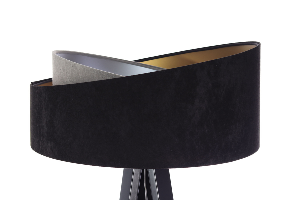 Display Golvlampa svart Crown 60W E27 velour, grå / guld / silver Golvlampa svart Crown 60W E27 velour, grå / guld / silver