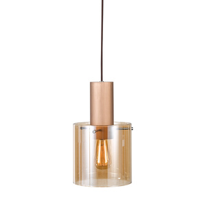 Pendellampa Italux Javier brun glas E27 MD17076-1A small 0