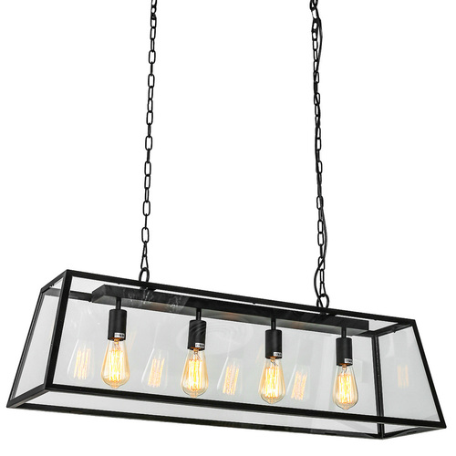 Kontrollera Italux Pendellampa Svart Matt 4-Ljus E27 Metall MD-102721-4-B